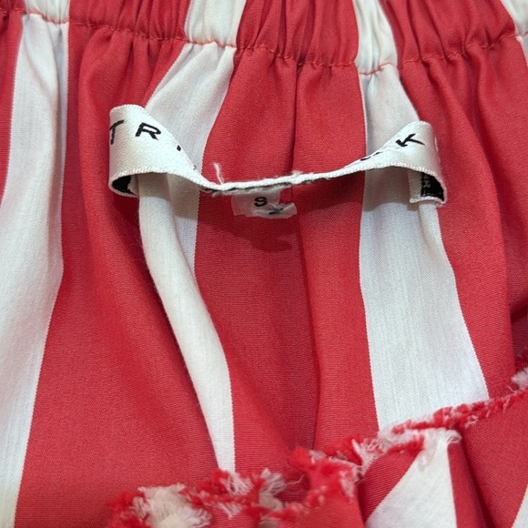 Trina Turk Cattleya Off The Shoulder Coral/White Striped Tiered Dress Size Small - Picture 9 of 10
